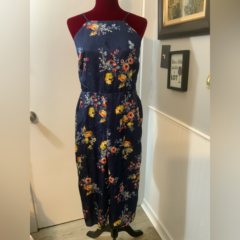 Material Girl Navy jumpsuit floral print size M
